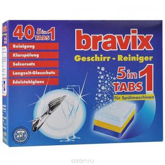 Bravix Таблетки 5 в 1 для ПММ. Специальная система, картон 40х20 г